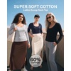 3 Pack Womens Cotton Scoop Neck Long Sleeve Shirts Tops Casual Work Tees(Solid Black  Solid Navy Blazer  Grey Heather)