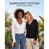 3 Pack Womens Cotton V Neck Henley Shirts Long Sleeve Tops Casual Work Tees(Solid Black  Charcoal Heather  Solid Bright White)