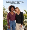 3 Pack Womens Cotton V Neck Henley Shirts Long Sleeve Tops Casual Work Tees(Solid Black  Solid Burgundy  Charcoal Heather)