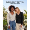 3 Pack Womens Cotton V Neck Henley Shirts Long Sleeve Tops Casual Work Tees(Solid Black  Solid Chocolate Torte  Solid Moonbeam)