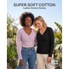 3 Pack Womens Cotton V Neck Henley Shirts Long Sleeve Tops Casual Work Tees(Solid Black  Solid Fragrant Lilac  Grey Heather)