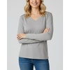 4 Pack Women’s Long Sleeve Cotton V Neck Tshirts Basic Tees Tops Undershirt(Set 8)