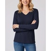 4 Pack Women’s Long Sleeve Cotton V Neck Tshirts Basic Tees Tops Undershirt(Set 9)