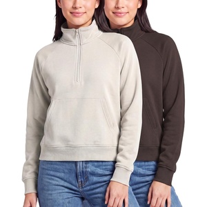 2 Pack Womens Fleece Half Zip Pullover Mock Neck Sweatshirt Sweater Tops(Solid Chocolate Torte  Solid Moonbeam)