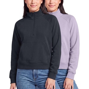 2 Pack Womens Fleece Half Zip Pullover Mock Neck Sweatshirt Sweater Tops(Solid Polar Night  Solid Orchid Petal)