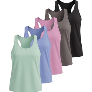 5 Pack Women’s Dry Fit Racerback Tank Tops Sleeveless Athletic Workout Gym(Set 2)