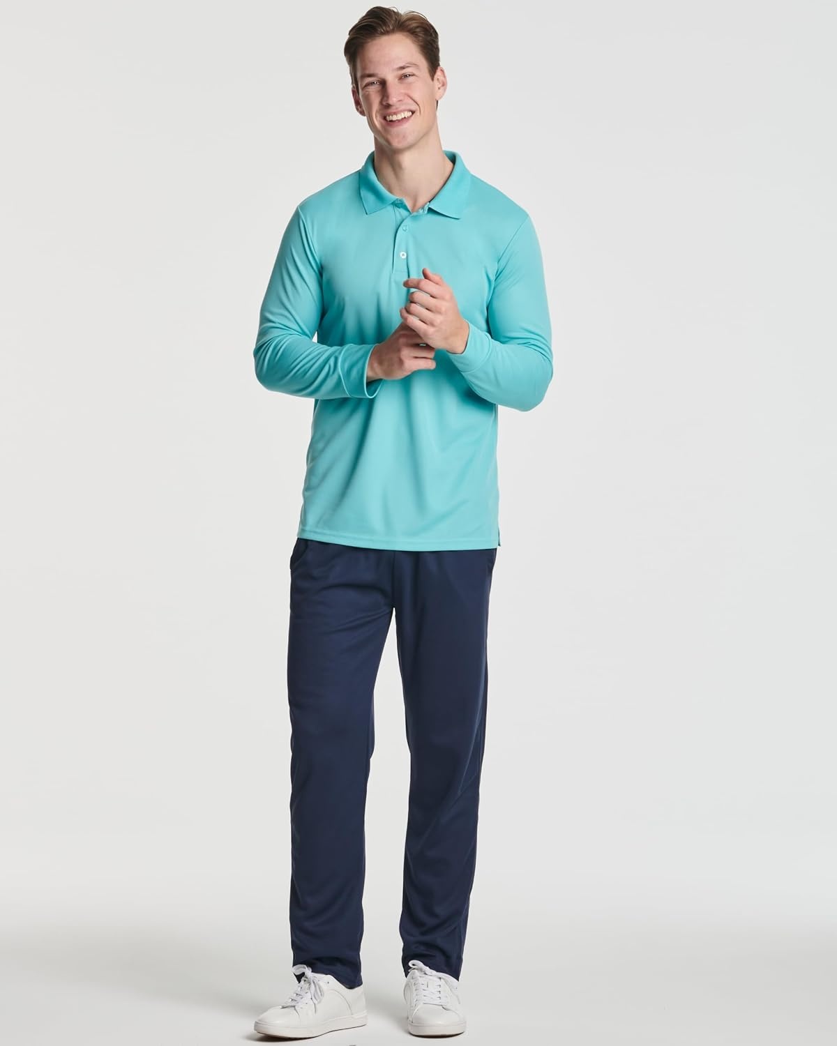 image:image3 Pack Mens Long Sleeve Polo Shirts Dry Fit Golf Work Casual Collared TopsSet 1
