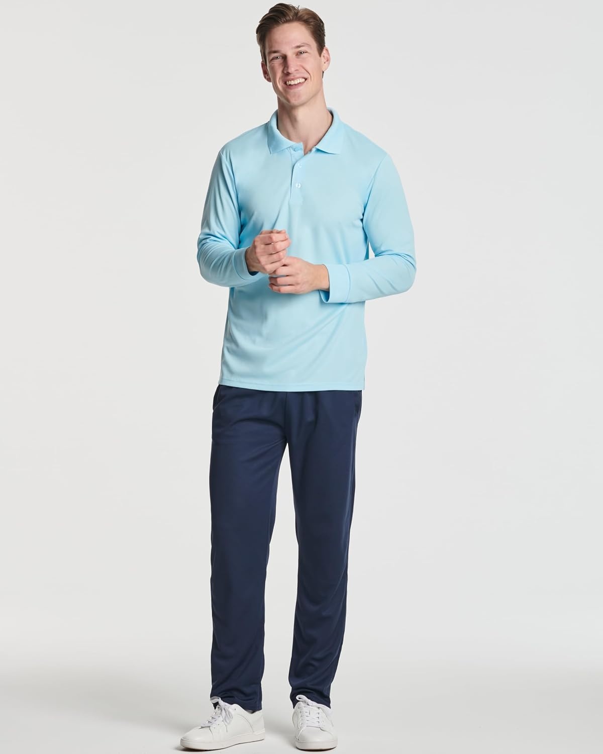 image:image3 Pack Mens Long Sleeve Polo Shirts Dry Fit Golf Work Casual Collared TopsSet 2