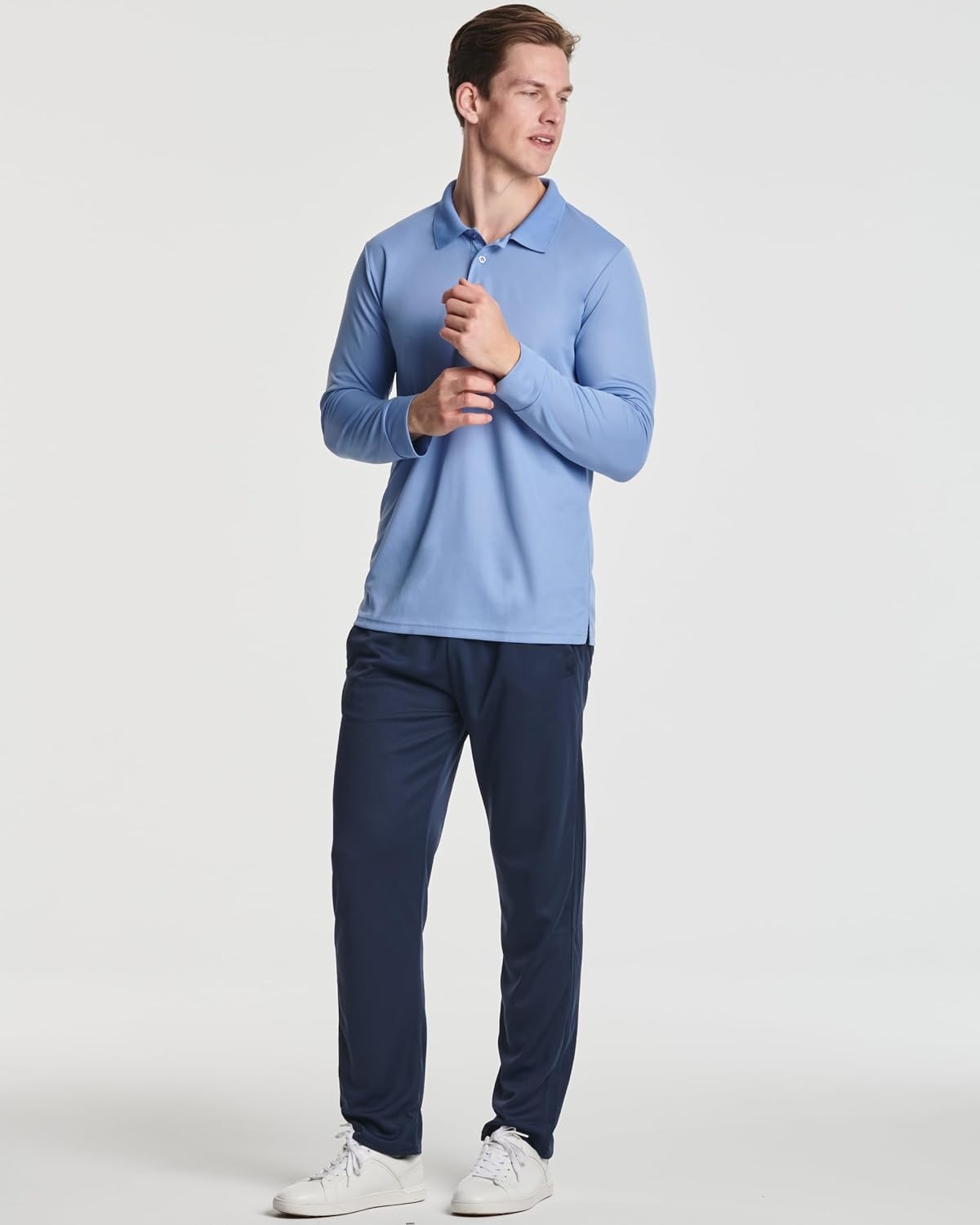 image:image3 Pack Mens Long Sleeve Polo Shirts Dry Fit Golf Work Casual Collared TopsSet 5