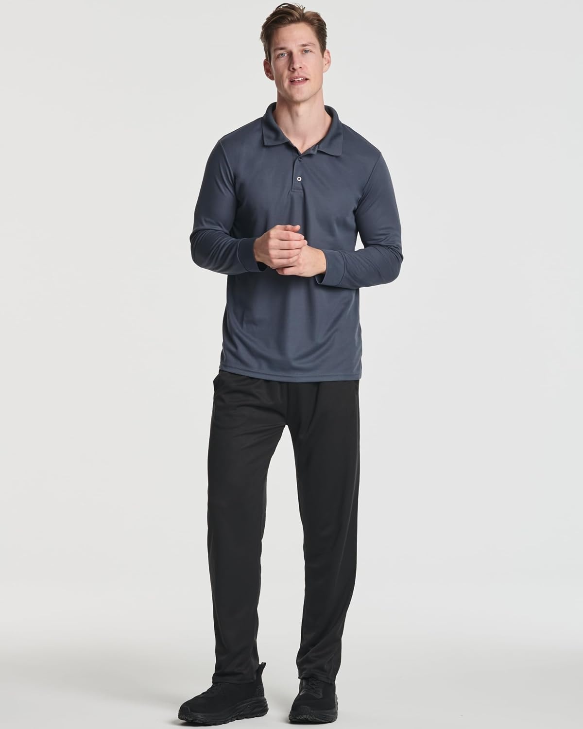 image:image3 Pack Mens Long Sleeve Polo Shirts Dry Fit Golf Work Casual Collared TopsSet 6