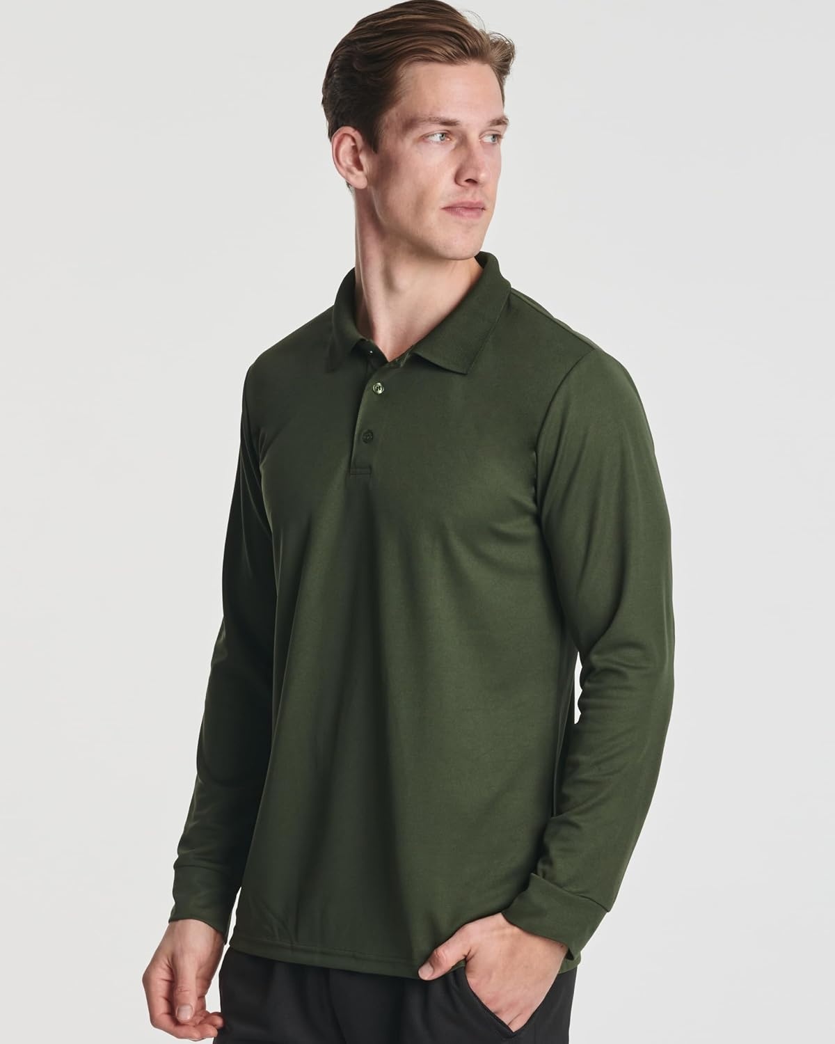 image:image3 Pack Mens Long Sleeve Polo Shirts Dry Fit Golf Work Casual Collared TopsSet 7