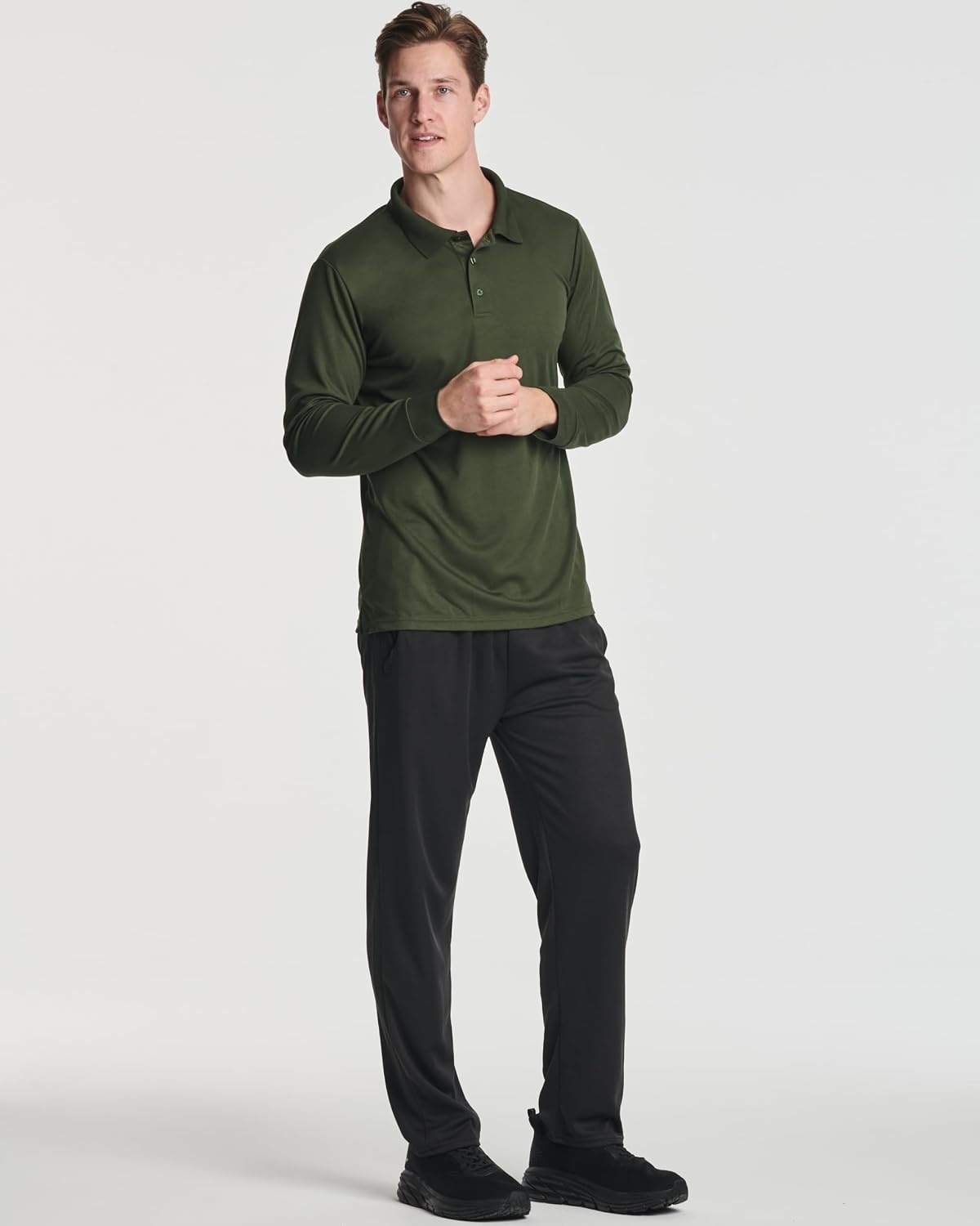 image:image3 Pack Mens Long Sleeve Polo Shirts Dry Fit Golf Work Casual Collared TopsSet 7
