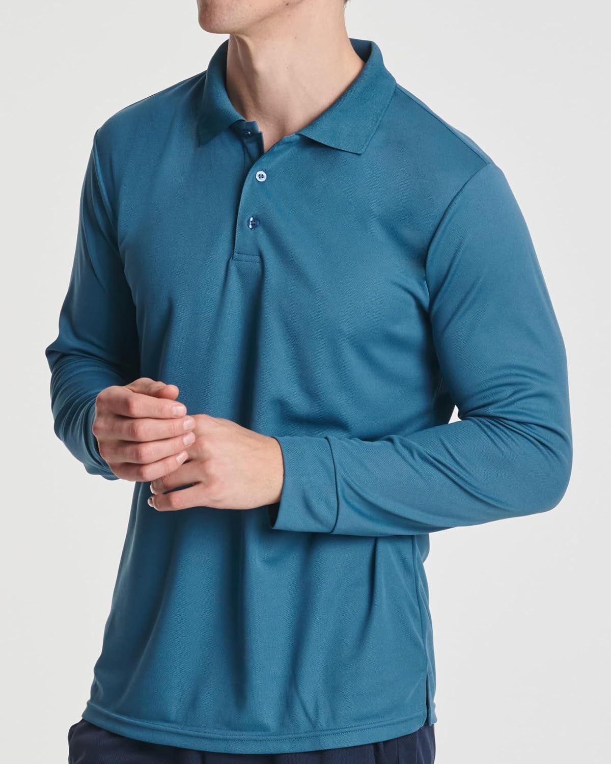 image:image3 Pack Mens Long Sleeve Polo Shirts Dry Fit Golf Work Casual Collared TopsSet 8