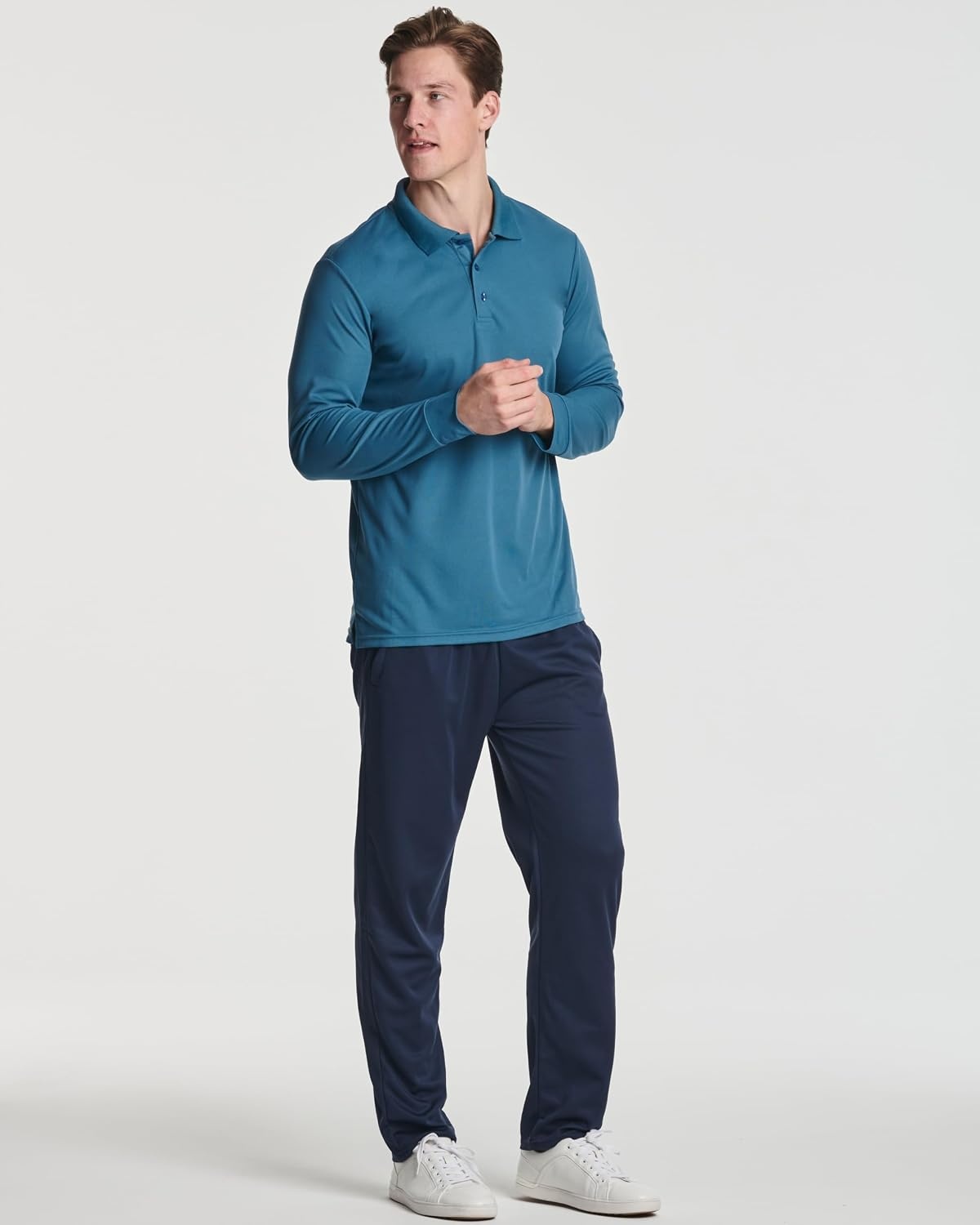 image:image3 Pack Mens Long Sleeve Polo Shirts Dry Fit Golf Work Casual Collared TopsSet 8