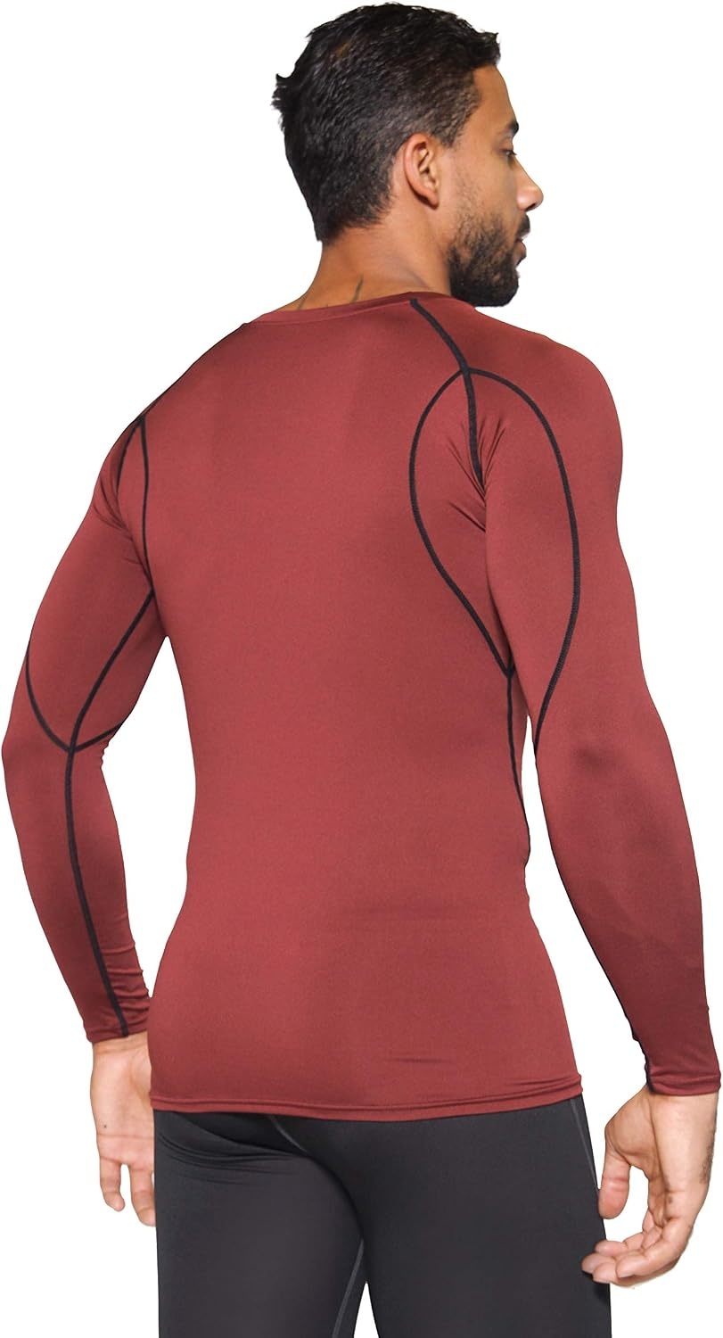 image:image4 Pack Mens Compression Shirts Long Sleeve Undershirts Base Layer Gym TopsSet B