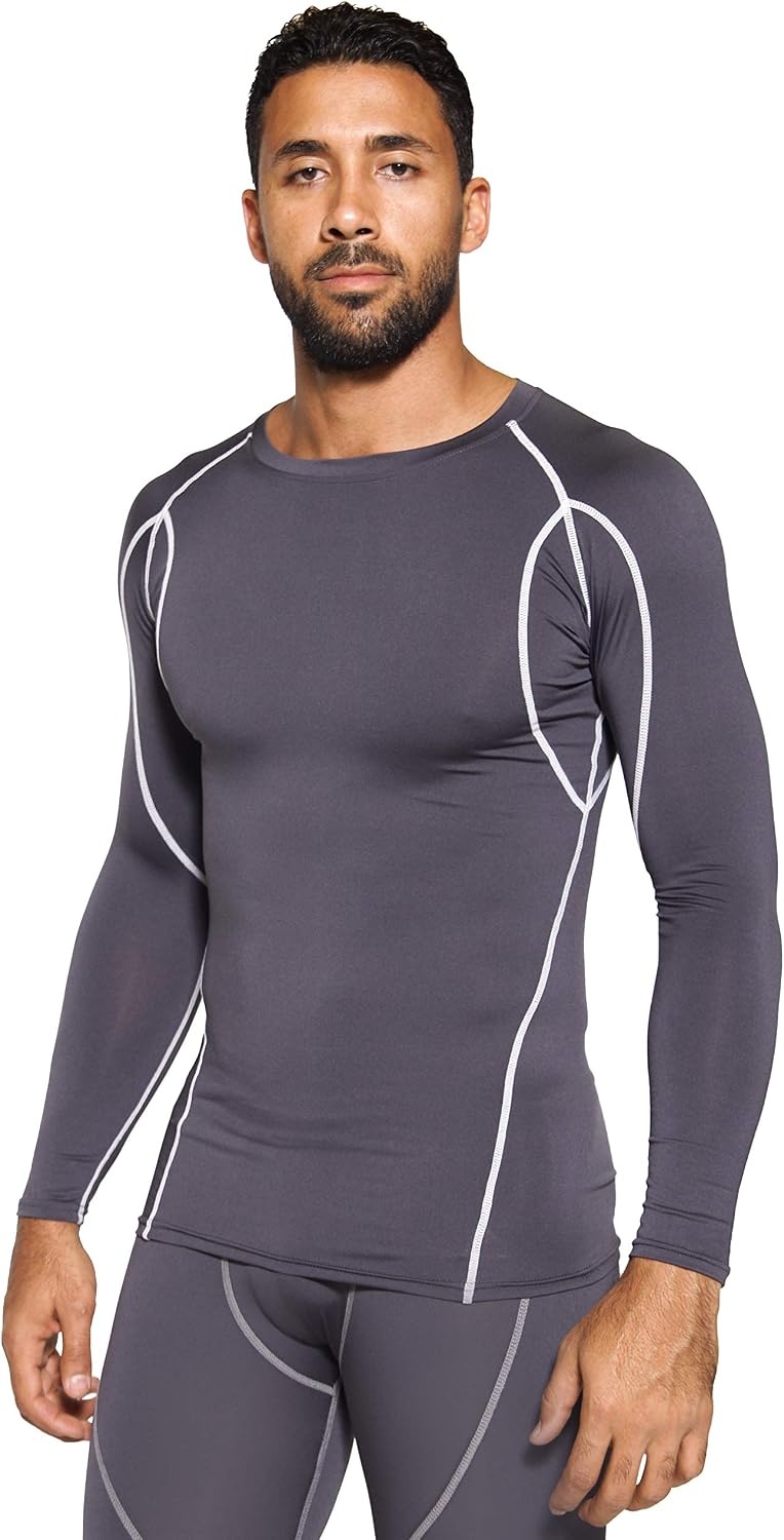 image:image4 Pack Mens Compression Shirts Long Sleeve Undershirts Base Layer Gym TopsSet D