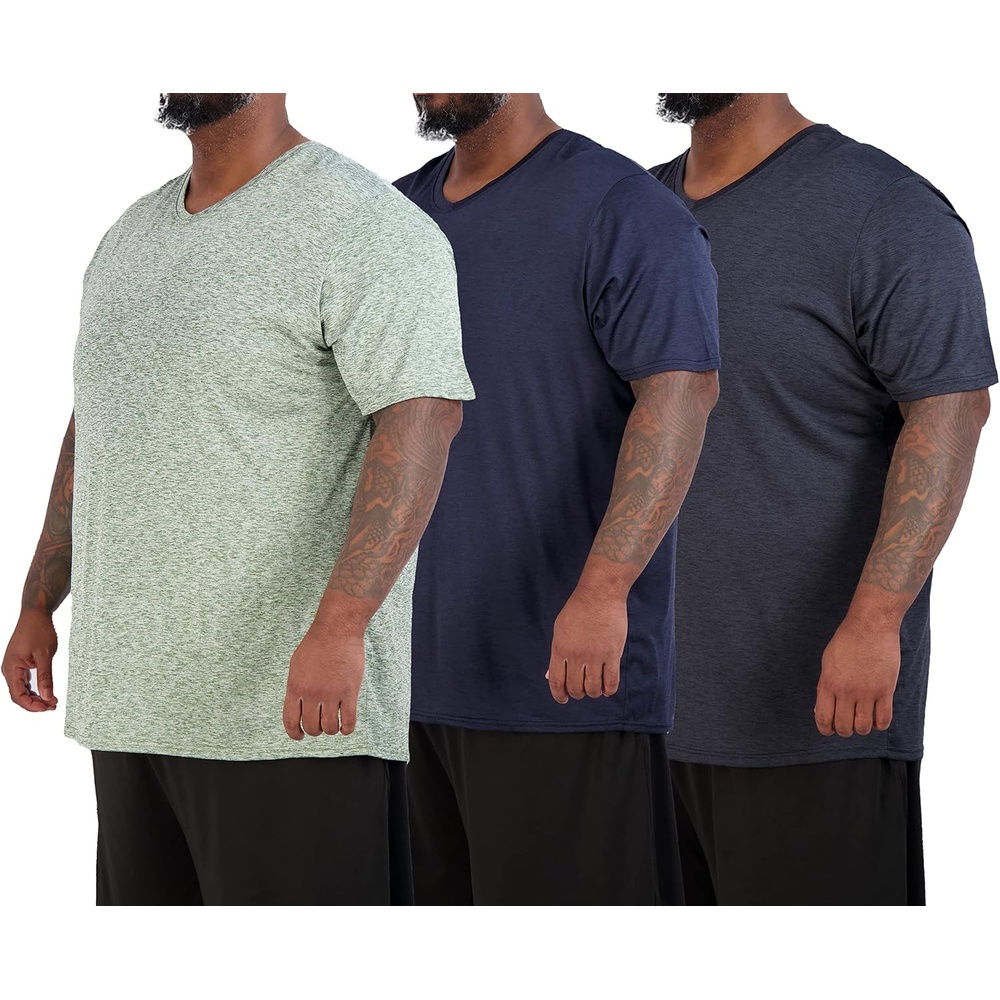 image:image3 Pack Mens Big amp Tall Dry Fit V Neck T Shirts Athletic Workout Gym TeesSet 10