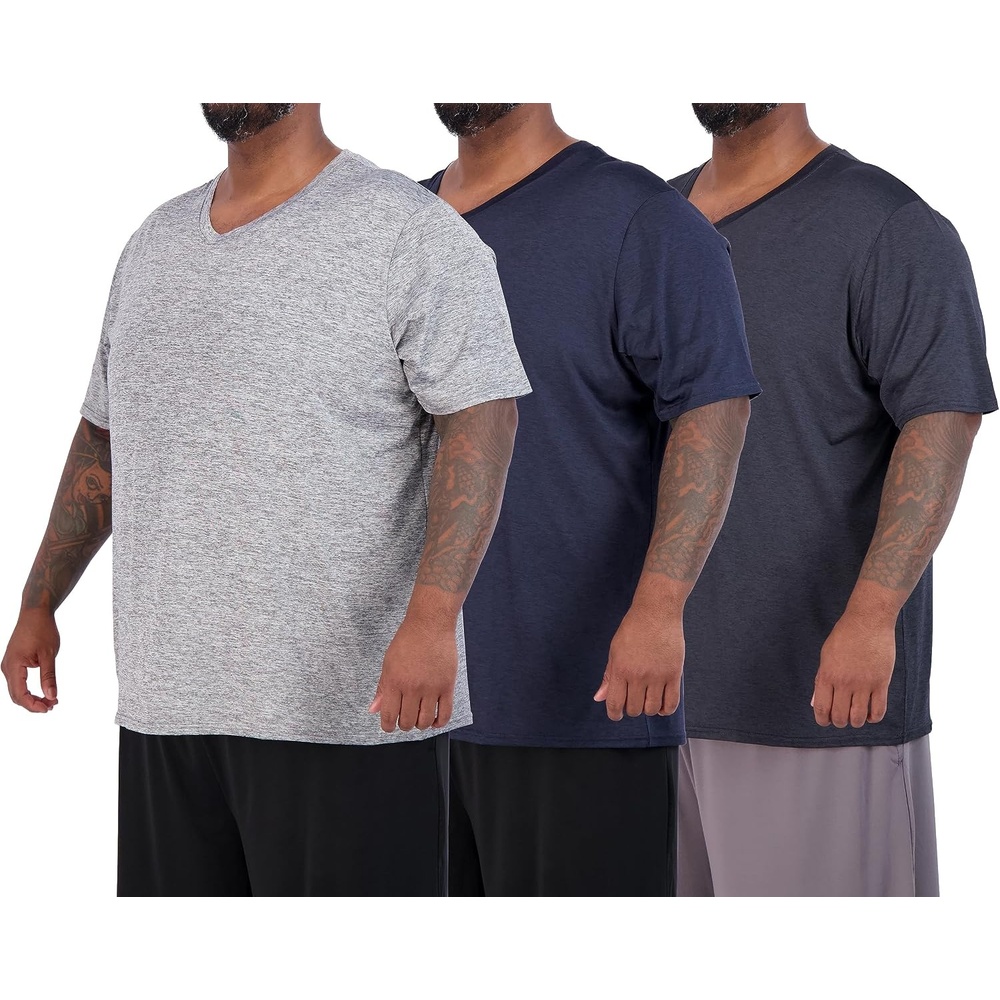 image:image3 Pack Mens Big amp Tall Dry Fit V Neck T Shirts Athletic Workout Gym TeesSet 2
