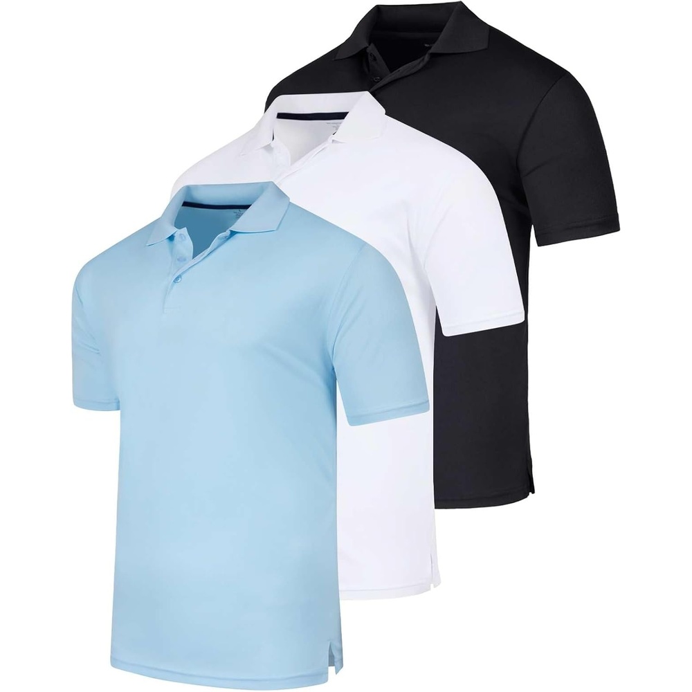 image:image3 Pack Mens Short Sleeve Golf Polo Collared Athletic Tennis Shirt CasualSet D