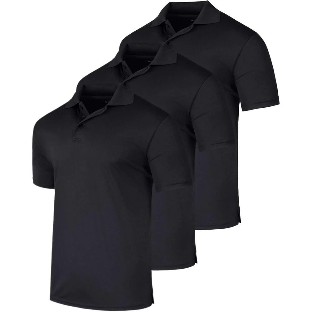 image:image3 Pack Mens Short Sleeve Golf Polo Collared Athletic Tennis Shirt CasualSet O