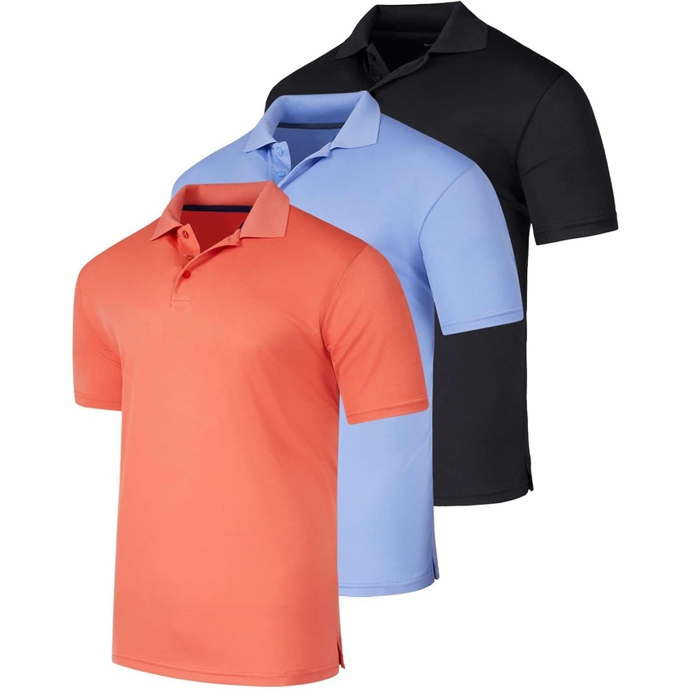 image:image3 Pack Mens Short Sleeve Golf Polo Collared Athletic Tennis Shirt CasualSet a