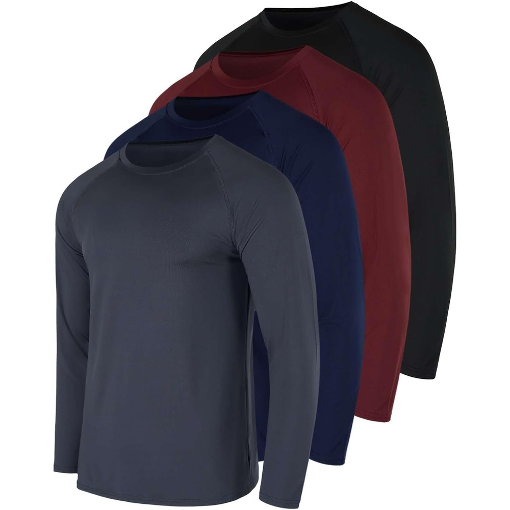 image:image4 Pack Mens Compression Shirts Long Sleeve Undershirts Base Layer Gym TopsSet G