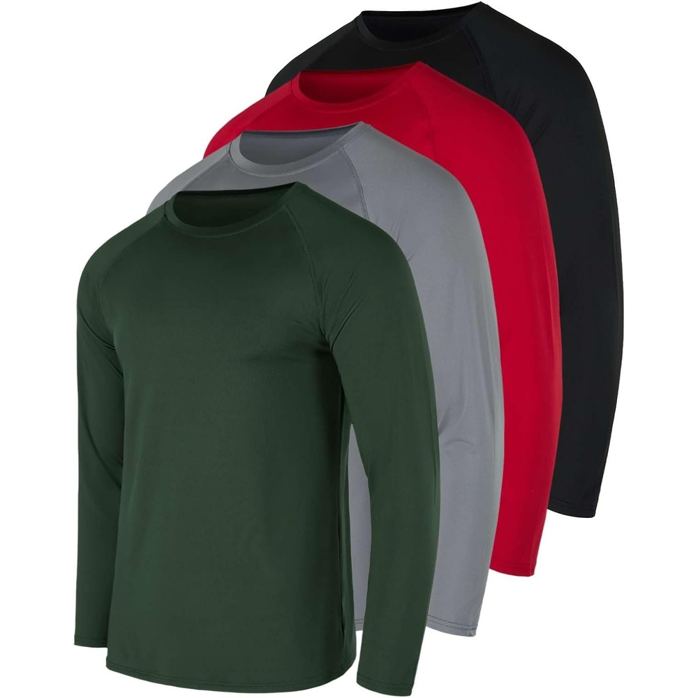 image:image4 Pack Mens Compression Shirts Long Sleeve Undershirts Base Layer Gym TopsSet H