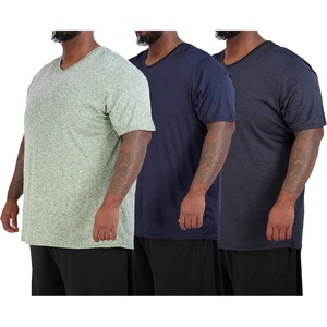 3 Pack Men’s Big & Tall Dry Fit V Neck T Shirts Athletic Workout Gym Tees(Set 10)