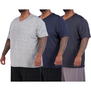 3 Pack Men’s Big & Tall Dry Fit V Neck T Shirts Athletic Workout Gym Tees(Set 2)