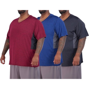 3 Pack Men’s Big & Tall Dry Fit V Neck T Shirts Athletic Workout Gym Tees(Set 3)