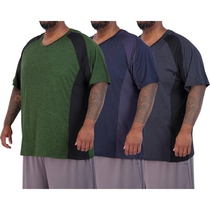 3 Pack Men’s Big & Tall Dry Fit V Neck T Shirts Athletic Workout Gym Tees(Set 4)