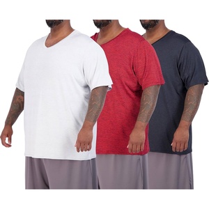 3 Pack Men’s Big & Tall Dry Fit V Neck T Shirts Athletic Workout Gym Tees(Set 5)