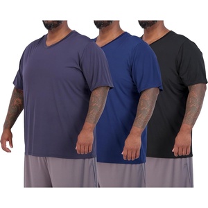 3 Pack Men’s Big & Tall Dry Fit V Neck T Shirts Athletic Workout Gym Tees(Set 6)
