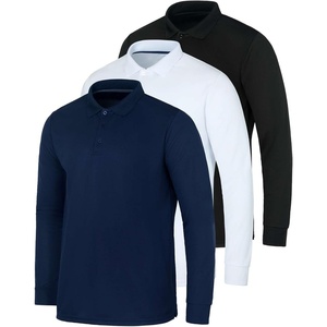 3 Pack Mens Long Sleeve Polo Shirts Dry Fit Golf Work Casual Collared Tops(Set 3)