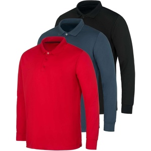 3 Pack Mens Long Sleeve Polo Shirts Dry Fit Golf Work Casual Collared Tops(Set 6)