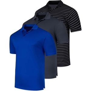 3 Pack Men’s Short Sleeve Golf Polo Collared Athletic Tennis Shirt Casual(Set E)