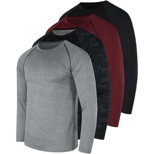 4 Pack Mens Compression Shirts Long Sleeve Undershirts Base Layer Gym Tops(Set E)