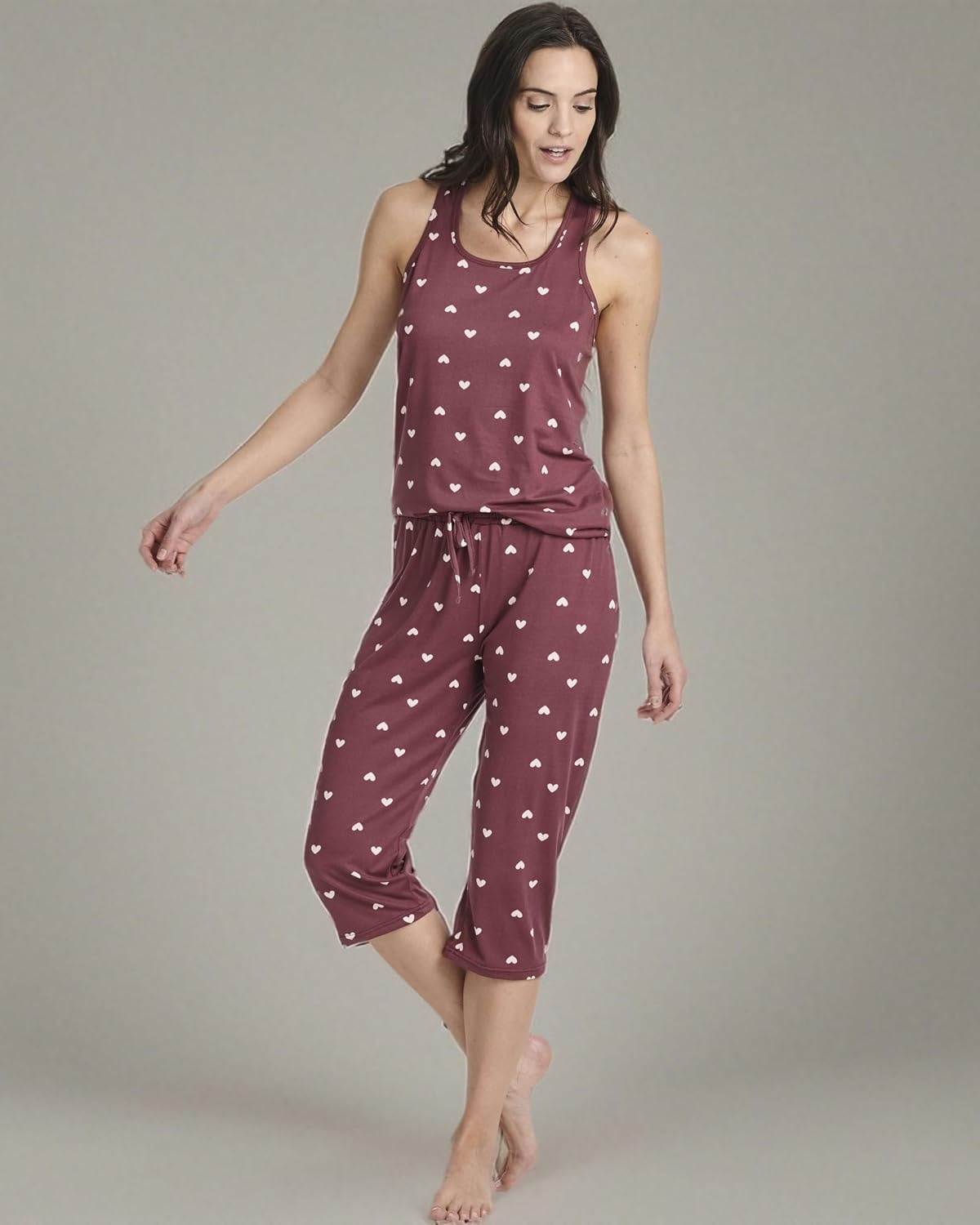 image:image2 Pack Womens Pajama Sets 2 Piece Tank Top Capri Pants PJs Sleepwear CuteSet 7