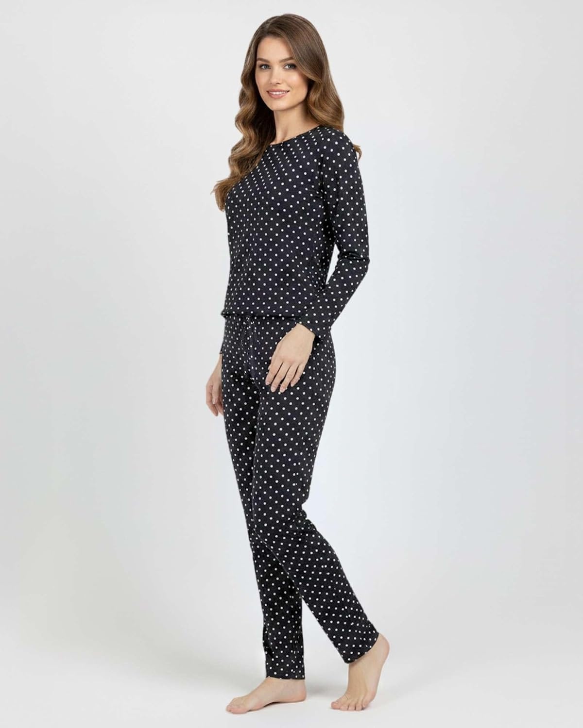 image:image2 Pack Womens Pajama Sets Long Sleeve Sleepwear Comfy Cute Loungewear PJSet C Black Pink