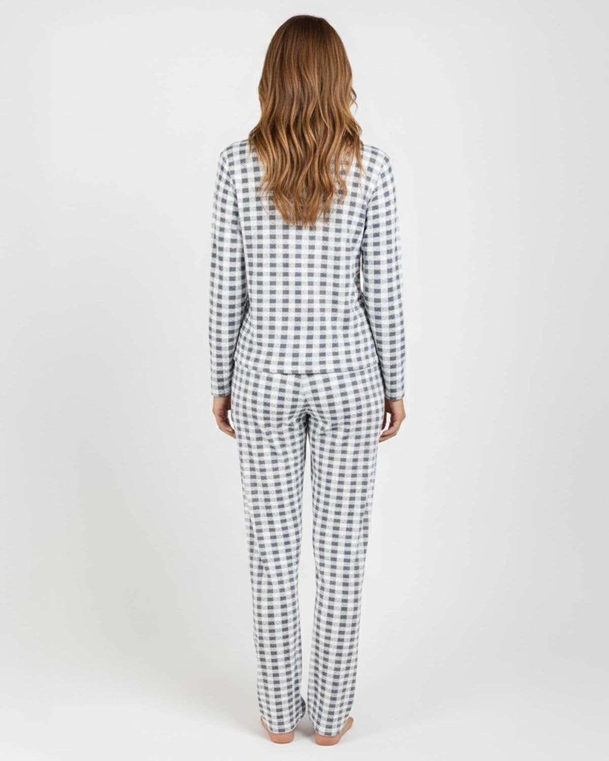 image:image2 Pack Womens Pajama Sets Long Sleeve Sleepwear Comfy Cute Loungewear PJSet D Blue Charcoal