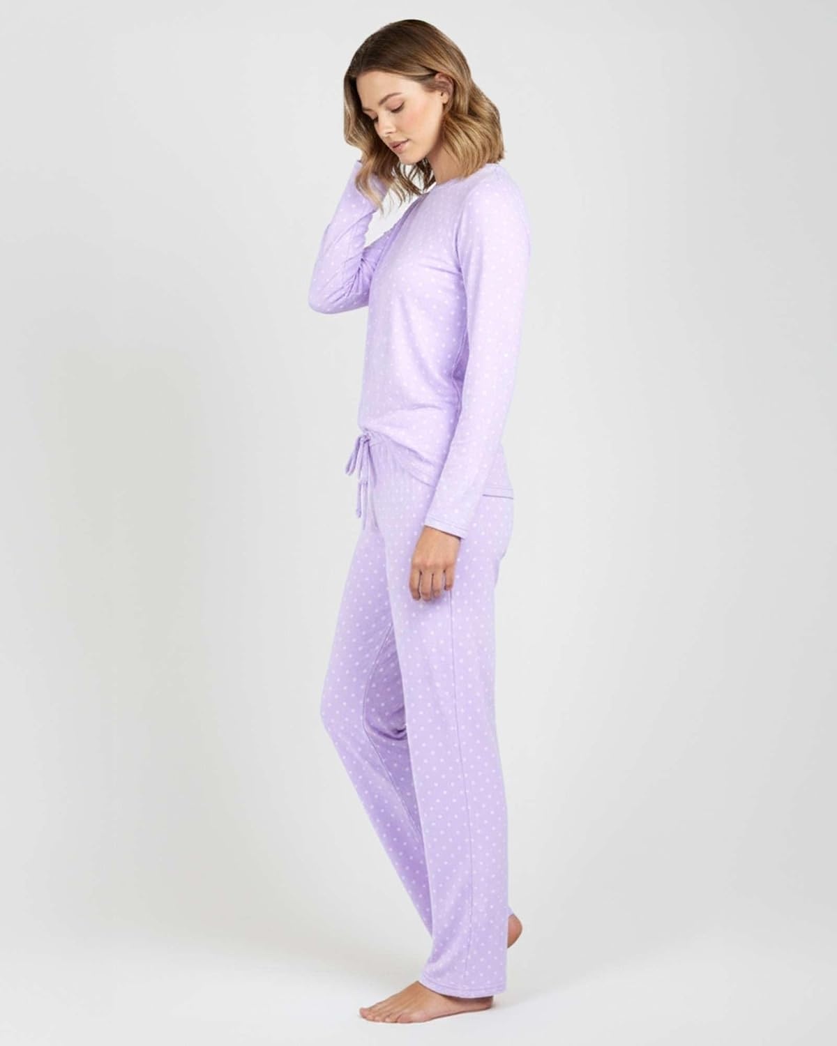 image:image2 Pack Womens Pajama Sets Long Sleeve Sleepwear Comfy Cute Loungewear PJSet E Purple Black