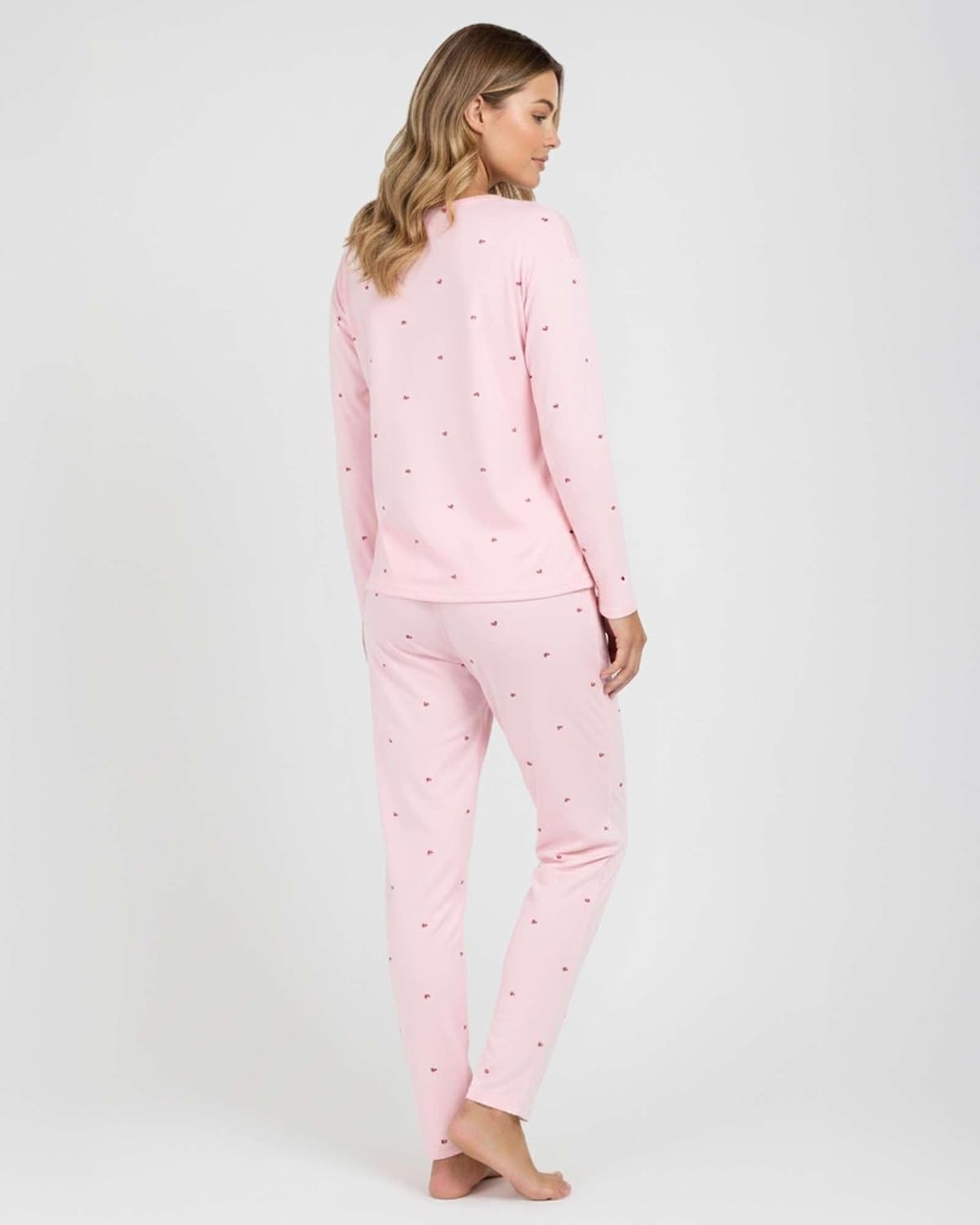 image:image2 Pack Womens Pajama Sets Long Sleeve Sleepwear Comfy Cute Loungewear PJSet F Green Pink