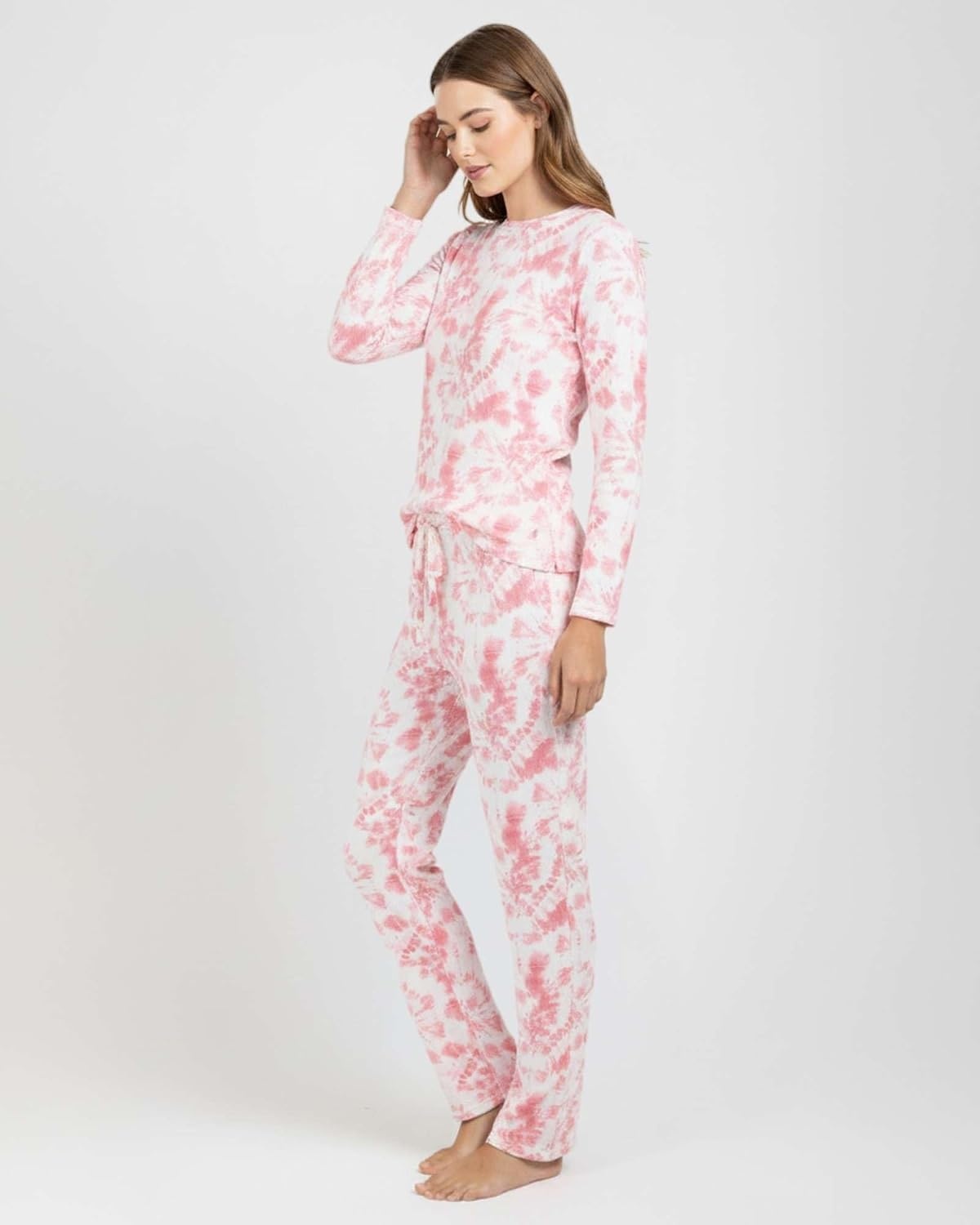 image:image2 Pack Womens Pajama Sets Long Sleeve Sleepwear Comfy Cute Loungewear PJSet H Black Pink
