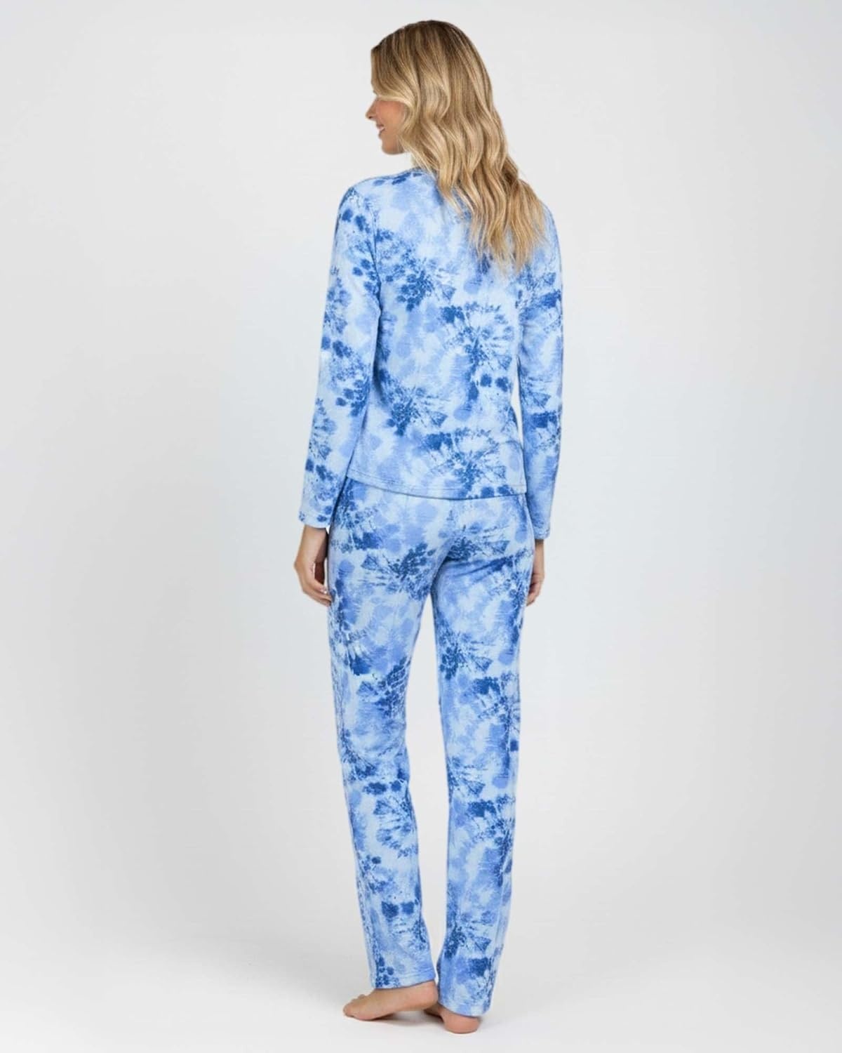 image:image2 Pack Womens Pajama Sets Long Sleeve Sleepwear Comfy Cute Loungewear PJSet I Blue Gray