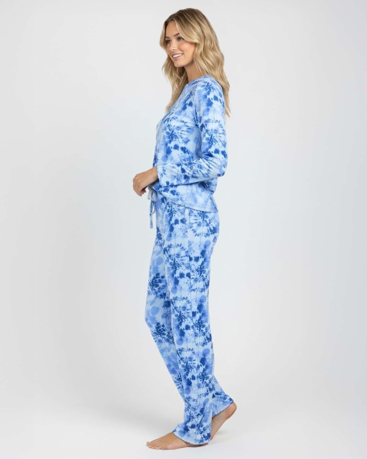 image:image2 Pack Womens Pajama Sets Long Sleeve Sleepwear Comfy Cute Loungewear PJSet I Blue Gray