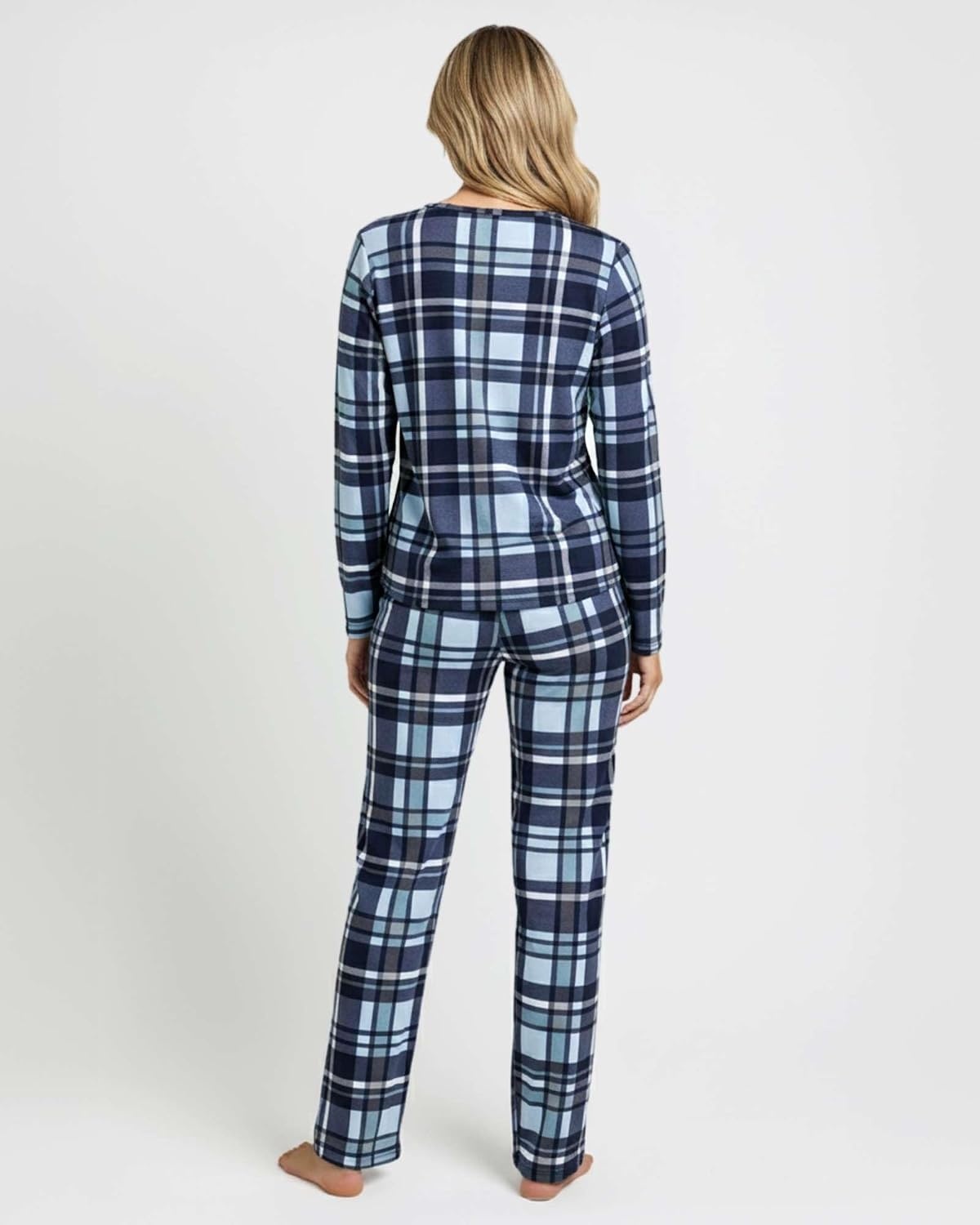 image:image2 Pack Womens Pajama Sets Long Sleeve Sleepwear Comfy Cute Loungewear PJSet J Navy Beige
