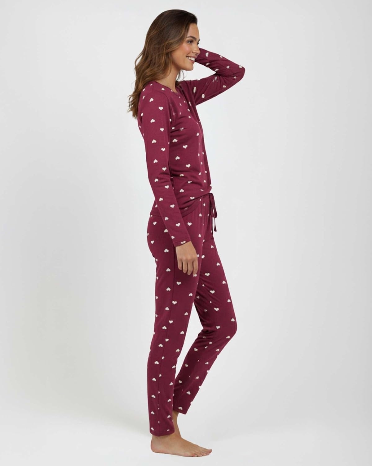 image:image2 Pack Womens Pajama Sets Long Sleeve Sleepwear Comfy Cute Loungewear PJSet L Burgundy Blue