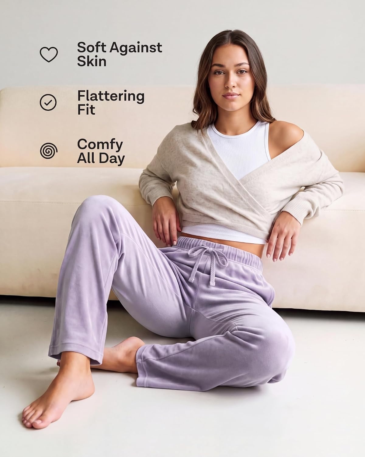 image:image3 Pack Women Velvet Straight Leg Pants Velour Sweatpants Cozy Lounge SoftSolid Black Solid Navy Blazer Solid Ultimate Grey