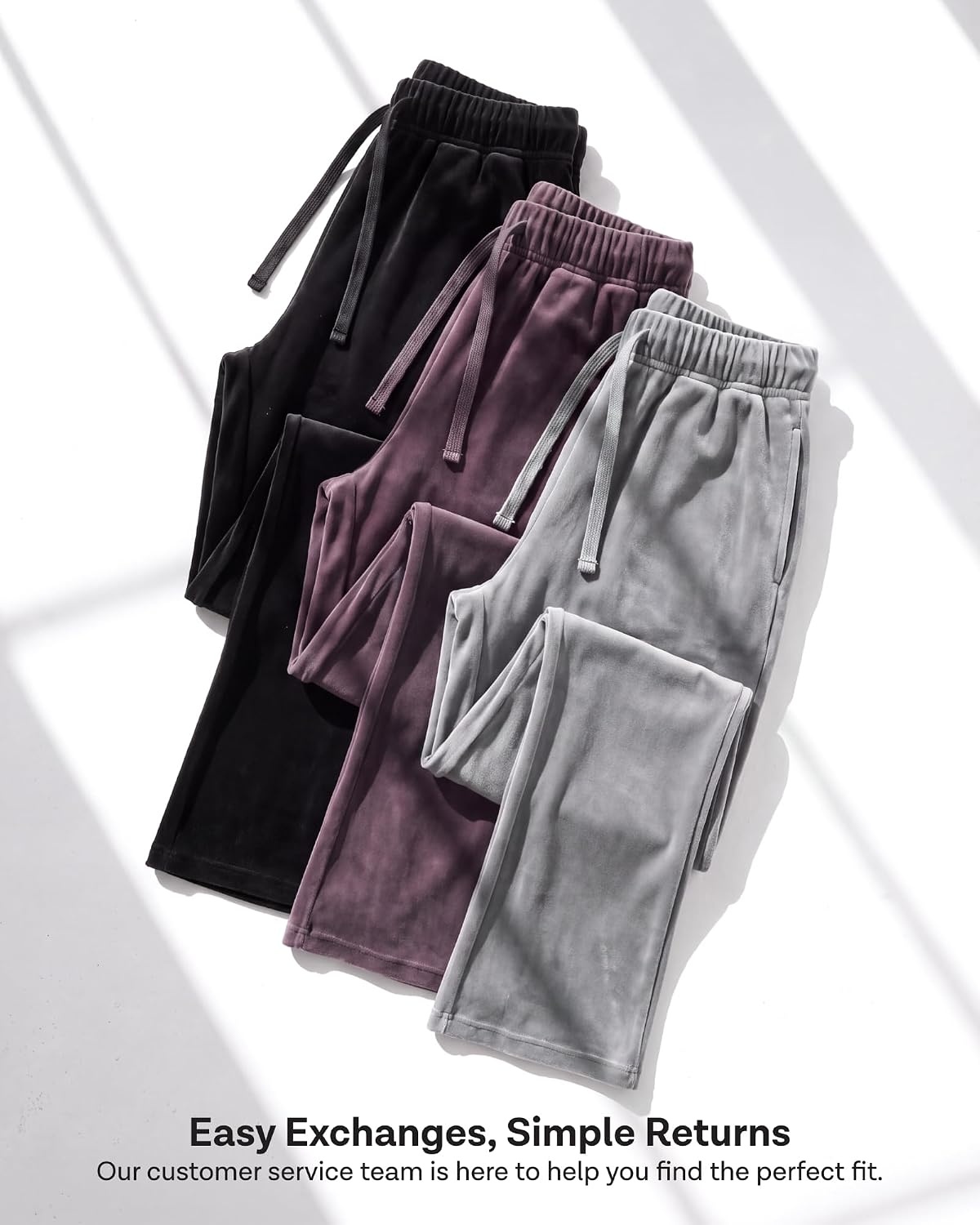 image:image3 Pack Women Velvet Straight Leg Pants Velour Sweatpants Cozy Lounge SoftSolid Black Solid Navy Blazer Solid Ultimate Grey