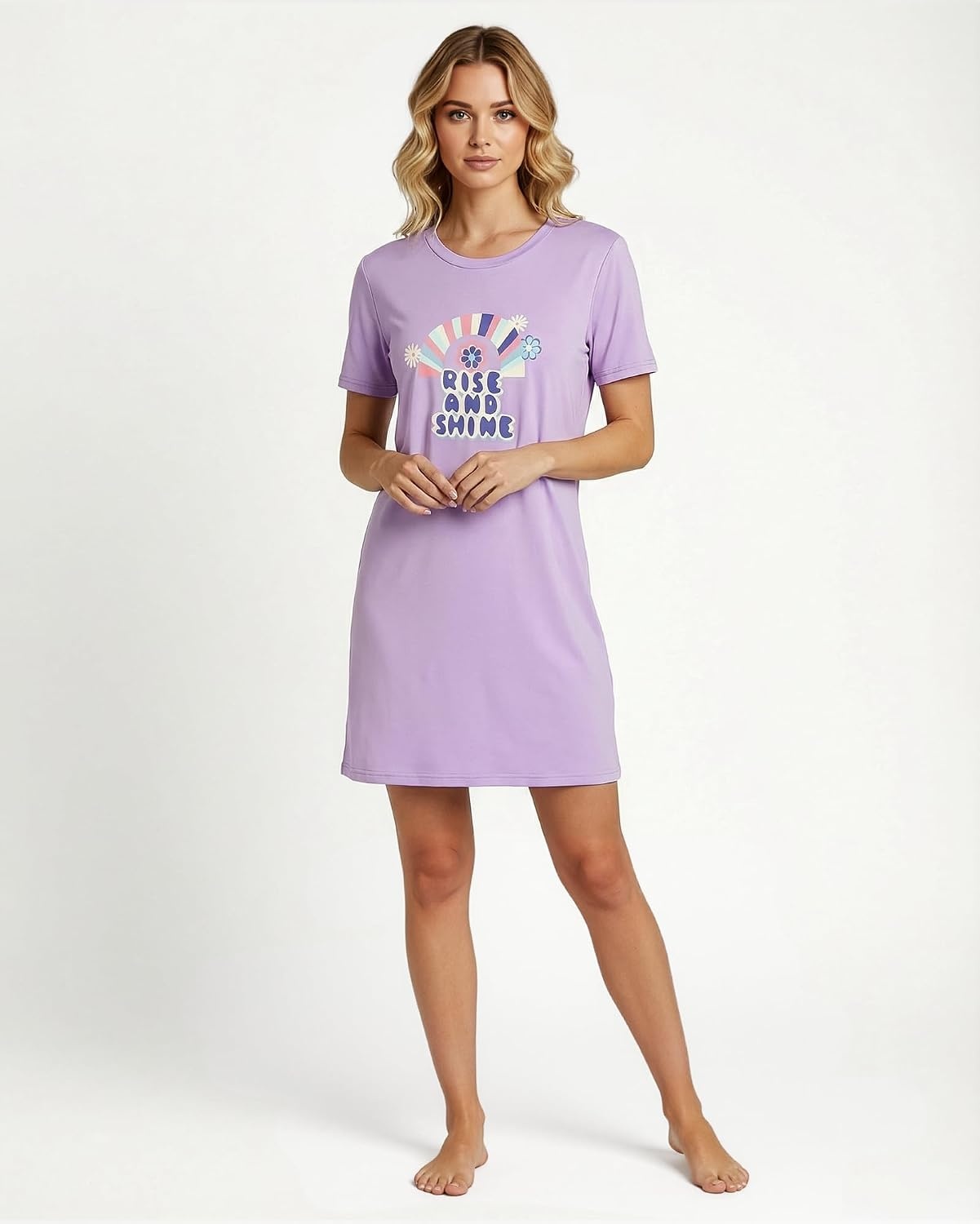image:image3 Pack Womens Nightgowns Short Sleeve Sleep Dress Night Gowns SleepshirtsSet 9